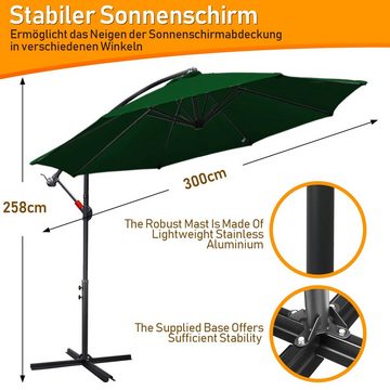 Clanmacy Sonnenschirm Sonnenschirm 300/350cm UV40+ UV-Schutz Gartenschirm Pavillon Terrassen, Aluminium/Polyester