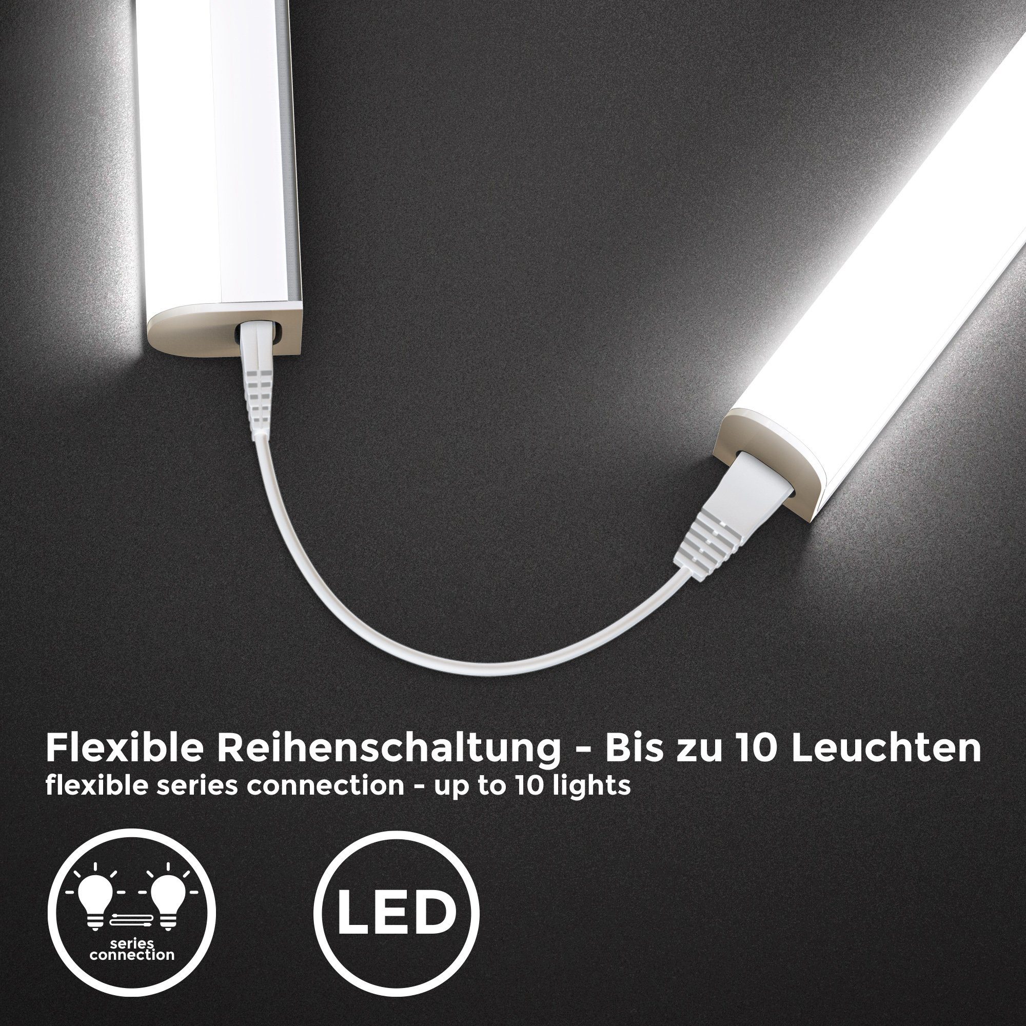 fest LED Lm, BK_UL1227 B.K.Licht Lichtleiste integriert, 4.000K LED Stecksystem Neutralweißes 87.3cm, 15W, Unterbauleuchte, Licht, erweiterbar Neutralweiß, 1.200 durch Unterschrankleuchte