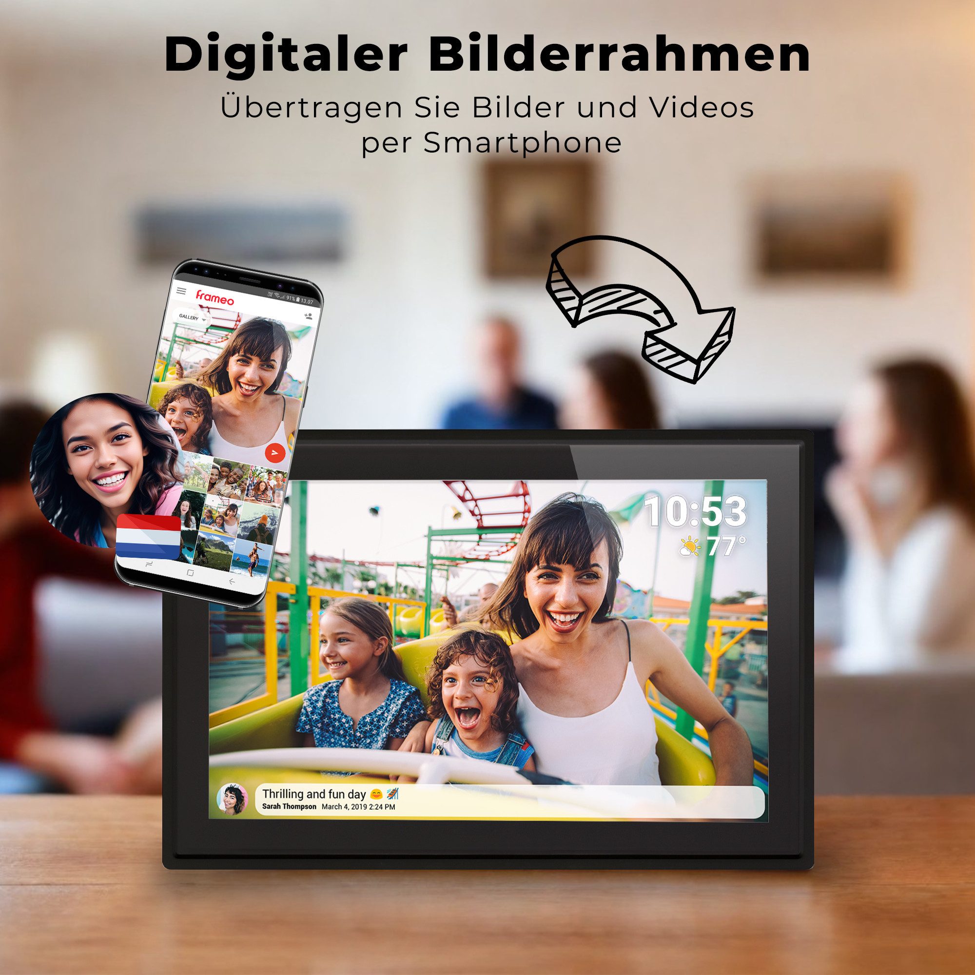 Denver PFF-1021B Digitaler Bilderrahmen (25.65 cm/10.1 ", 16 GB)