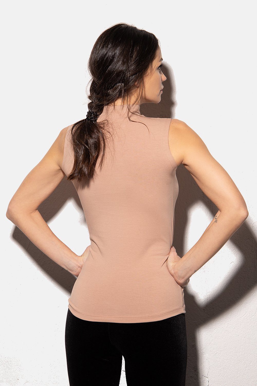 Evoni T-Shirt Basic Shirt ärmellos Halbkragen Tank-Top