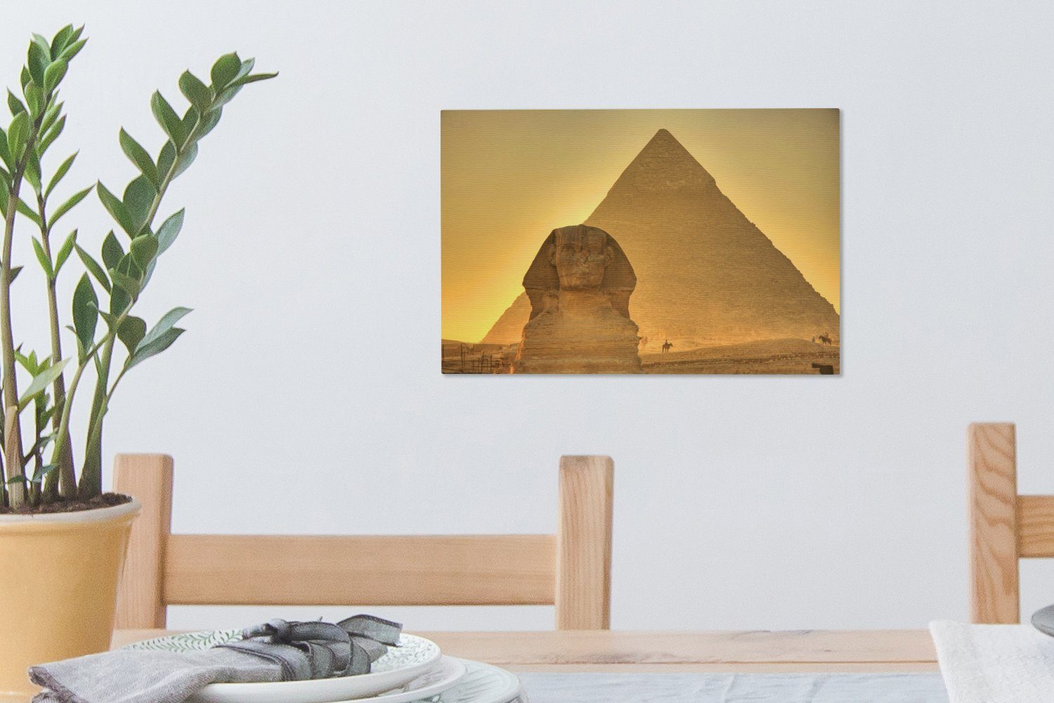 im Sphinx (1 Abendlicht, von cm Aufhängefertig, in St), Leinwandbilder, Ägypten Wanddeko, Die Wandbild 30x20 Leinwandbild OneMillionCanvasses® Gizeh