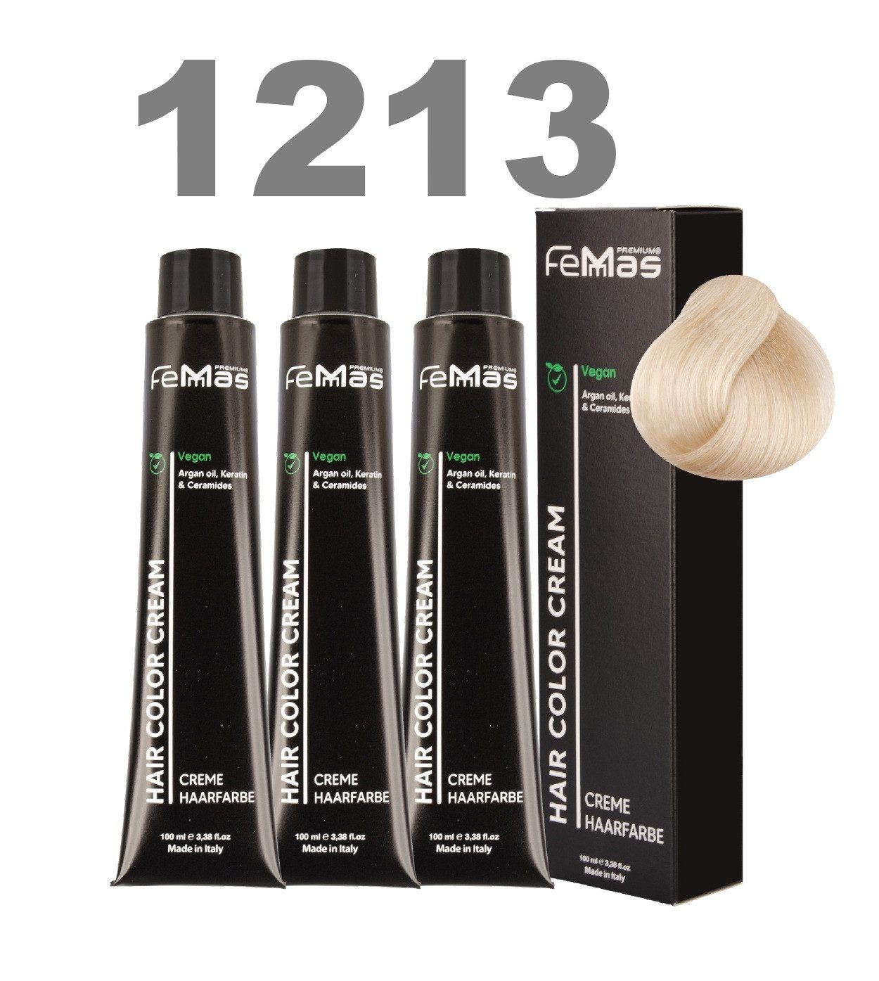 Femmas Premium Haarfarbe FemMas professionelle Haarfarbe mit Arganöl 3 x 100 ml