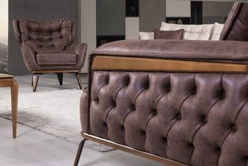 Villa Möbel Sofa Troya 3 Sitzer Sofa, 1 Stk. 3-Sitzer, Quality Made in Turkey, Luxus-Microfaserstoff (100% Polyester) in Lederoptik