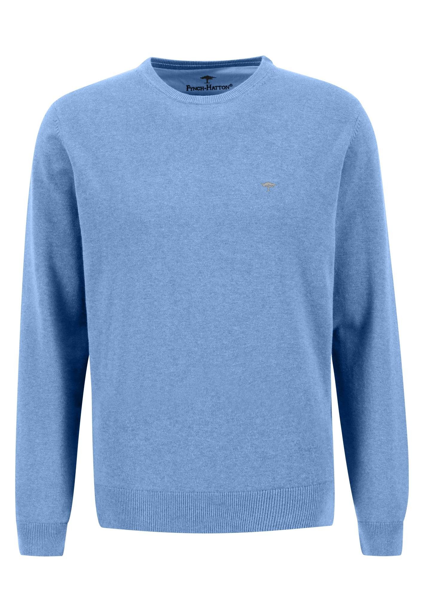 FYNCH-HATTON Strickpullover FYNCH-HATTON sky Langarmpullover mit light (1-tlg) Logostickerei