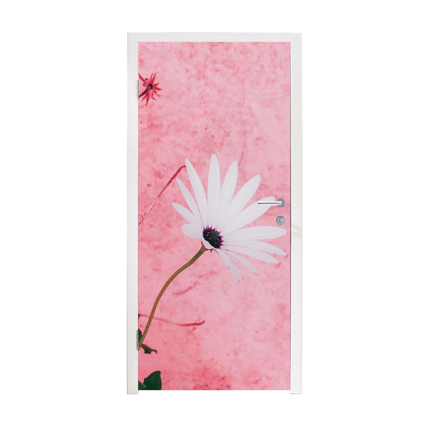 MuchoWow Türtapete Blumen - Vintage, Türaufkleber, cm 75x205 (1 Rosa für St), Fototapete - bedruckt, Matt, Tür