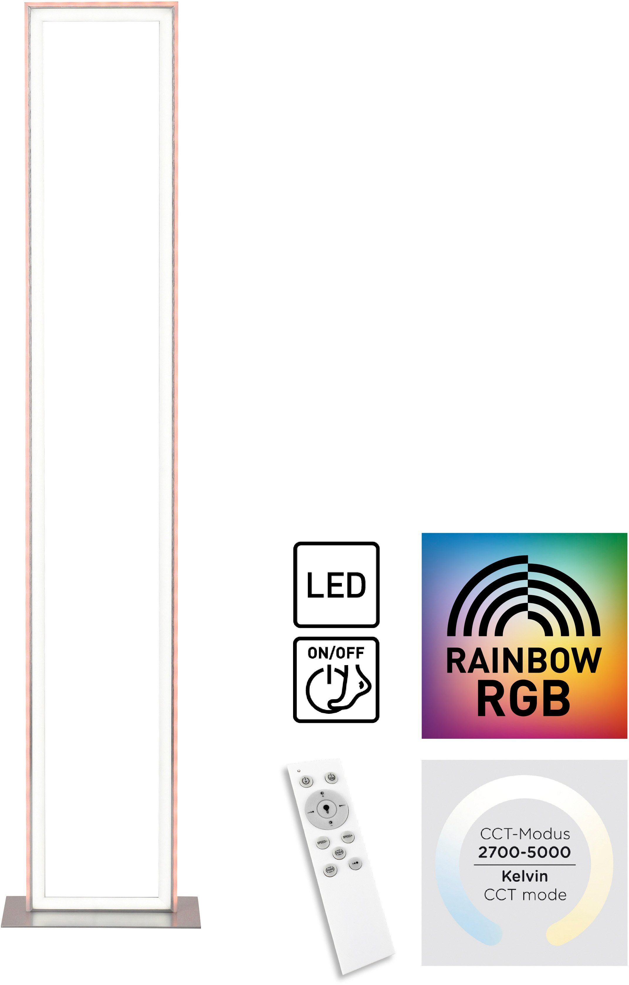 my home LED Stehlampe Downlight: 2700-5000K, fest über Sidelight: kaltweiß, inkl. Rainbow-RGB, Luan, integriert, - Infrarot-Fernbed. Fernbedienung, warmweiß dimmbar LED