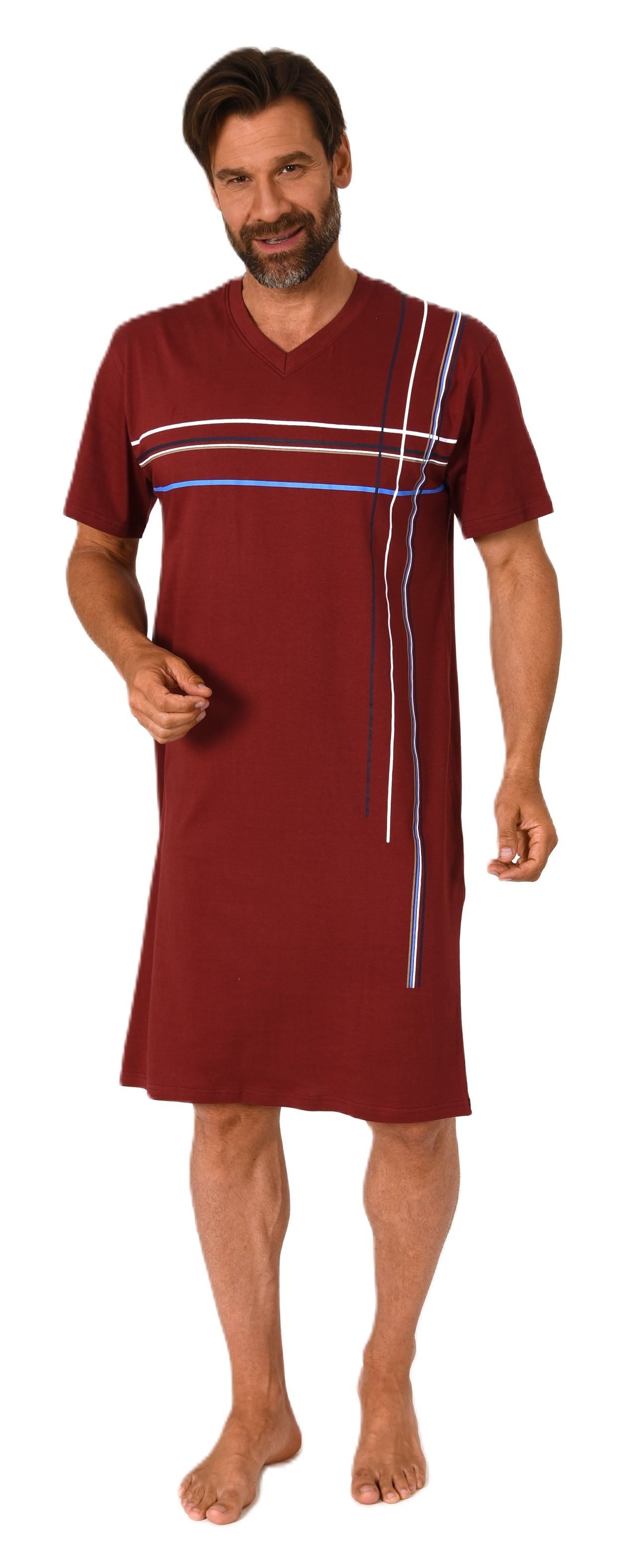 Normann Pyjama Normann Herren kurzarm Nachthemd mit eleganten Frontprint