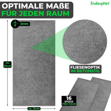Endorphin Vinylboden Vinylboden selbstklebend in Betonoptik Dunkelgrau 2,97qm, selbstklebend, aus recyceltem Material, mit fühlbarer Oberfläche
