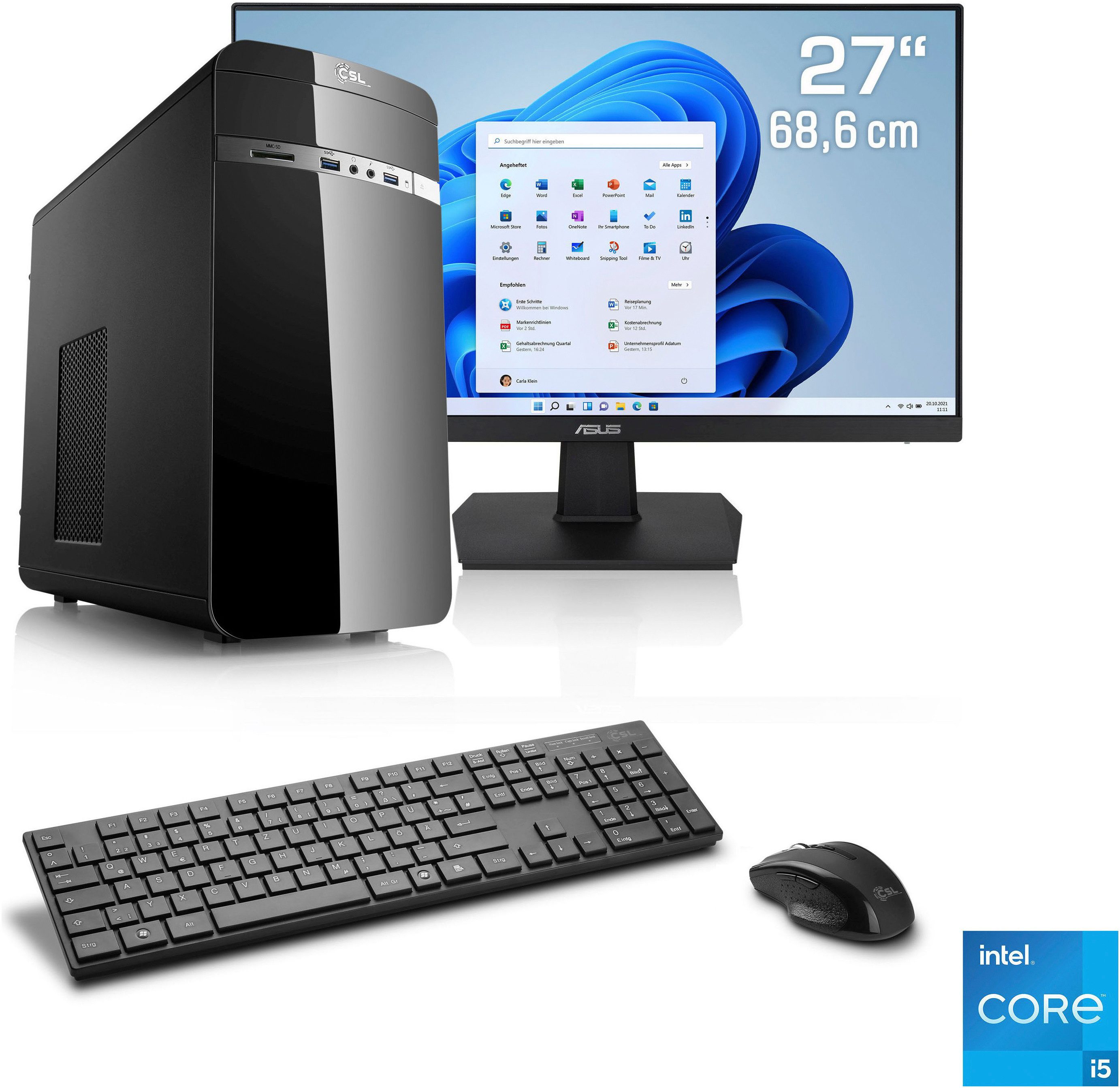 CSL Speed V25131 PC-Komplettsystem (27", Intel® Core i5 12400, Intel UHD Graphics 730, 16 GB RAM, 1000 GB SSD)