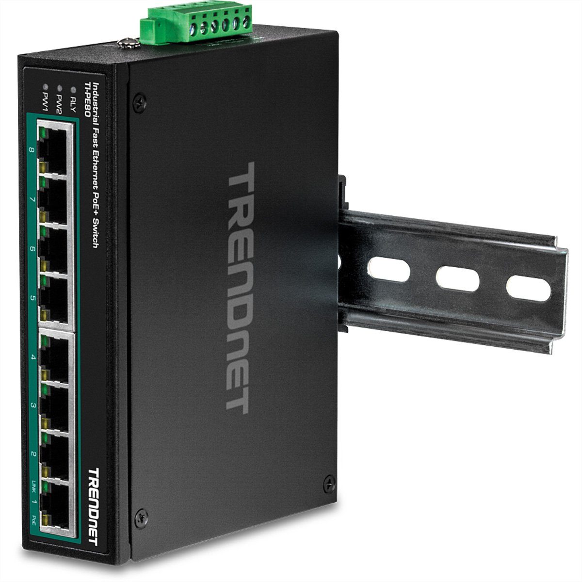 Trendnet TI-PE80 Industrial Fast Ethernet PoE+ DIN-Rail Switch 8-Port Netzwerk-Switch