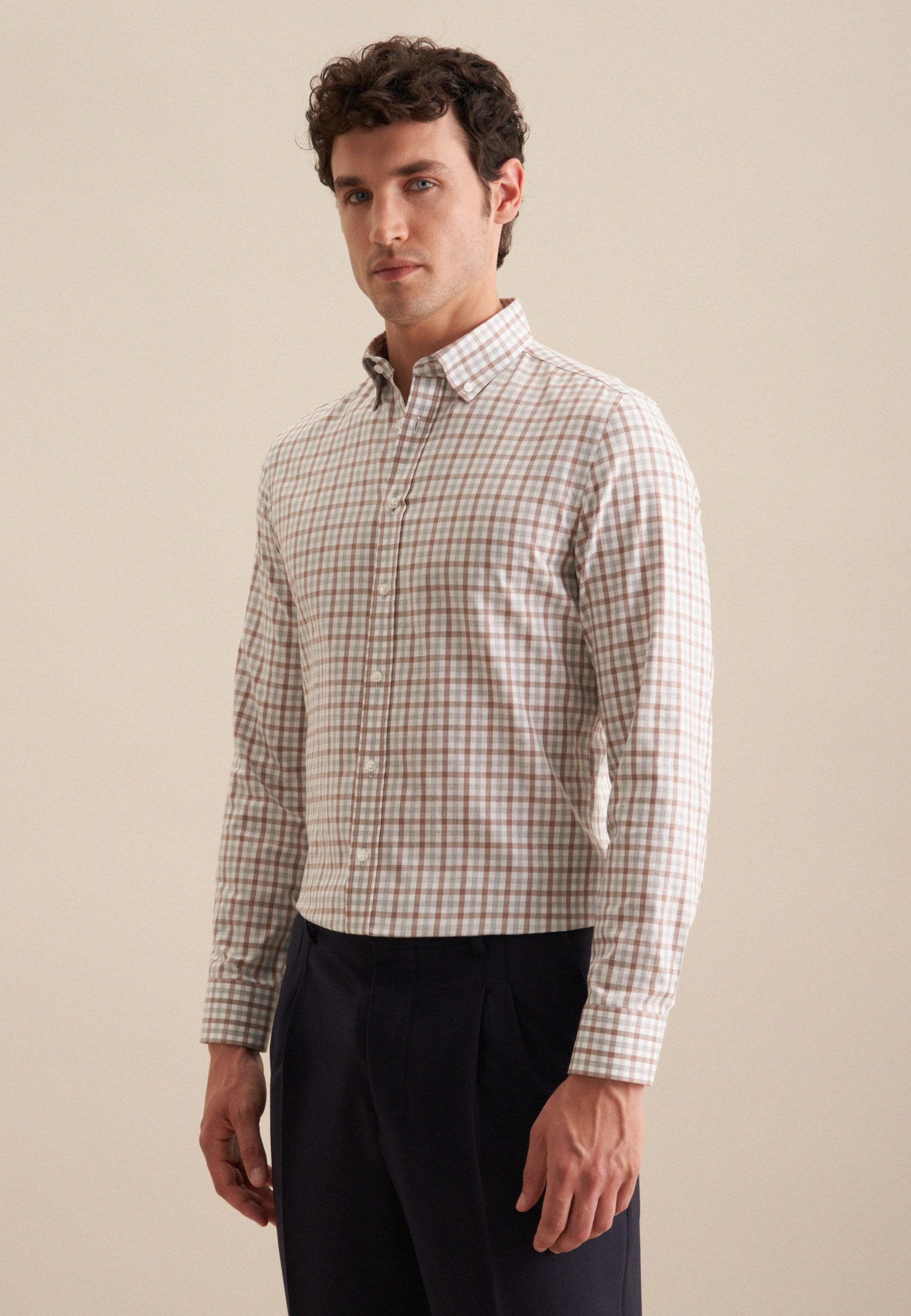 seidensticker Flanellhemd Regular Regular Langarm Button-Down-Kragen günstig online kaufen