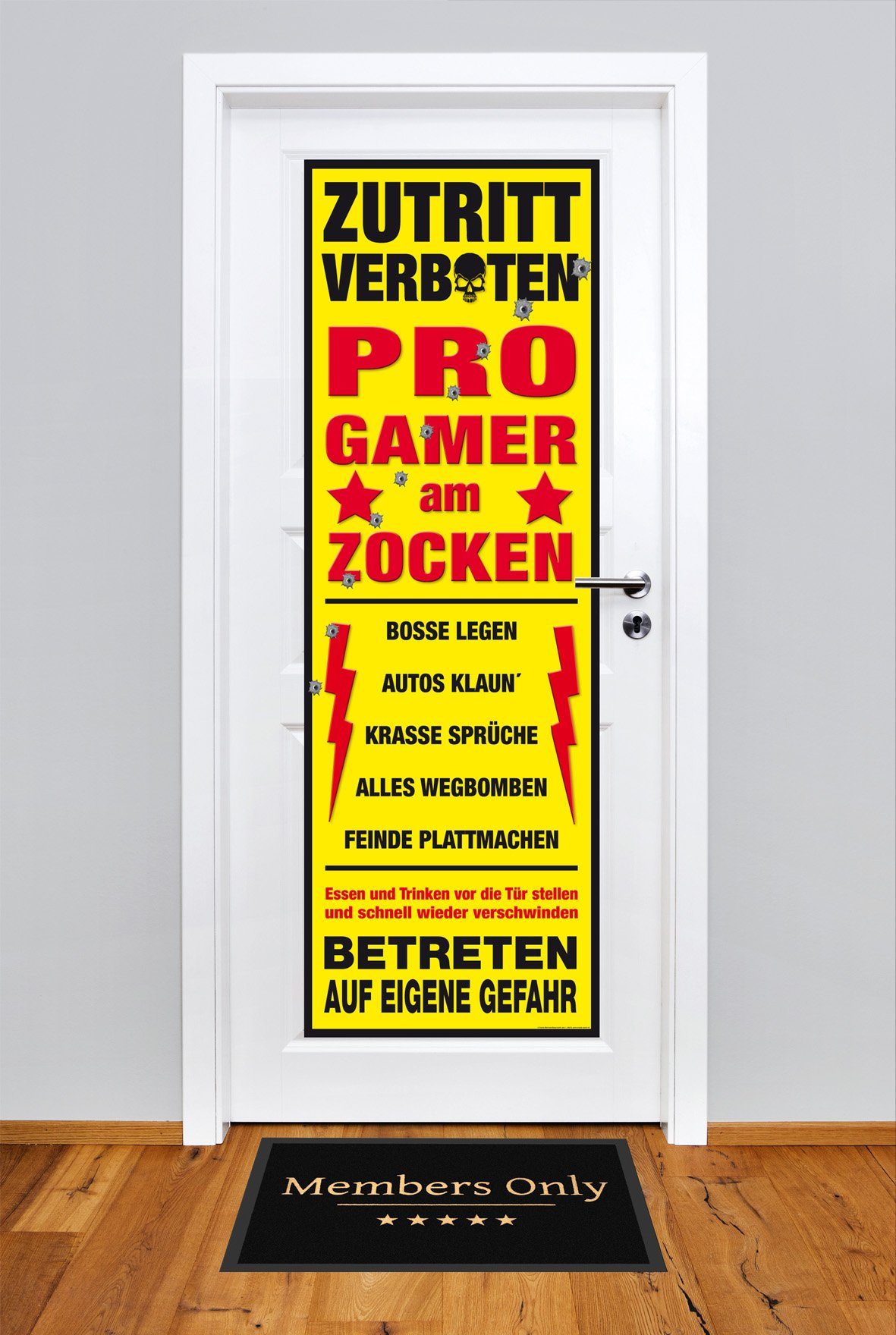 empireposter Poster Riesiges Gamer Fun Türposter Achtung Progamer Format 158 x 53 cm