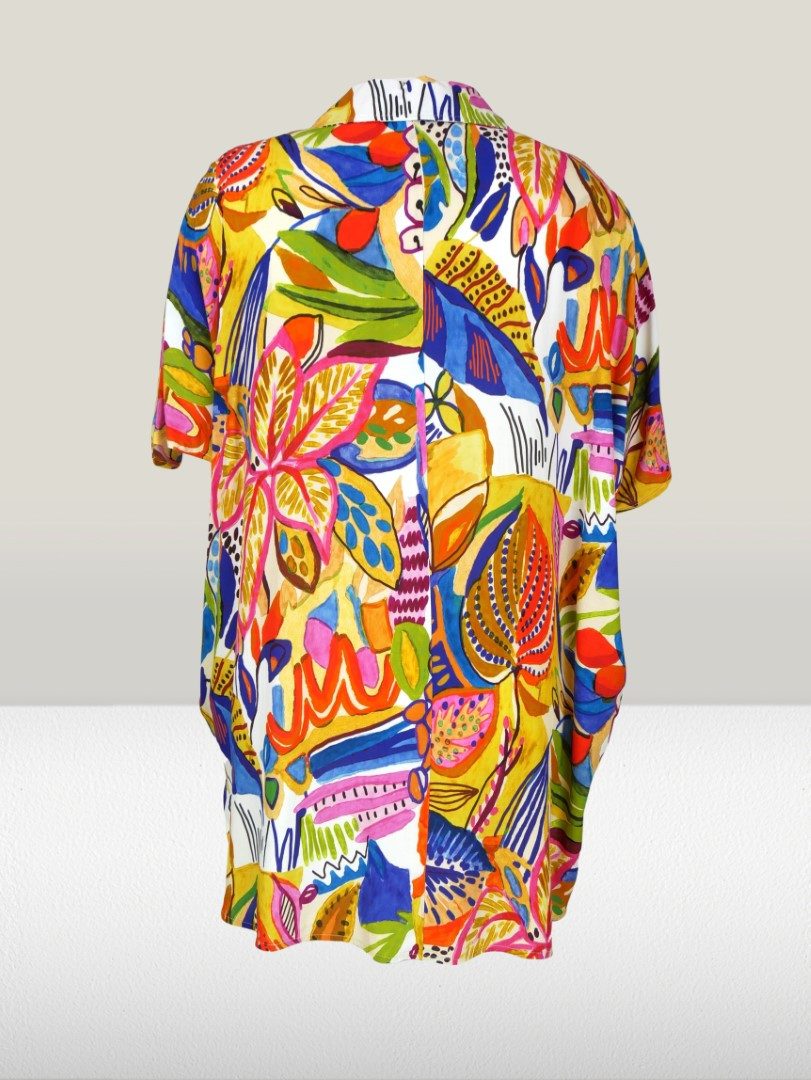 Mona Lisa REDLINE Longbluse Große Größen Yellow Sunshine Blumenmuster aus weich fließender Viskose überschnittener Ärmel – Bild 4 von 4