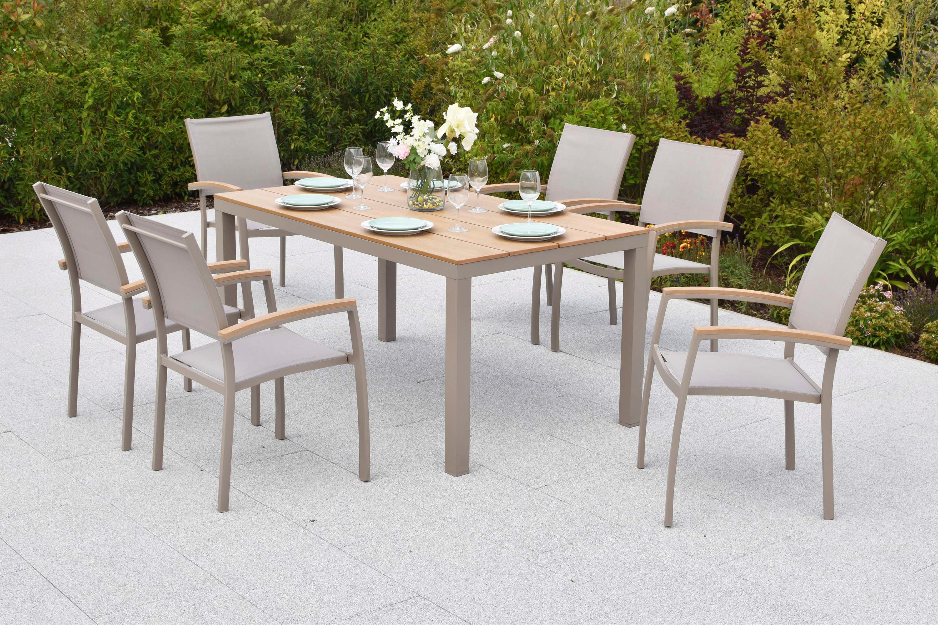 MERXX Garten-Essgruppe Piemont, (Set, 7-tlg), inkl. 6 Stapelsessel, 1 Tisch
