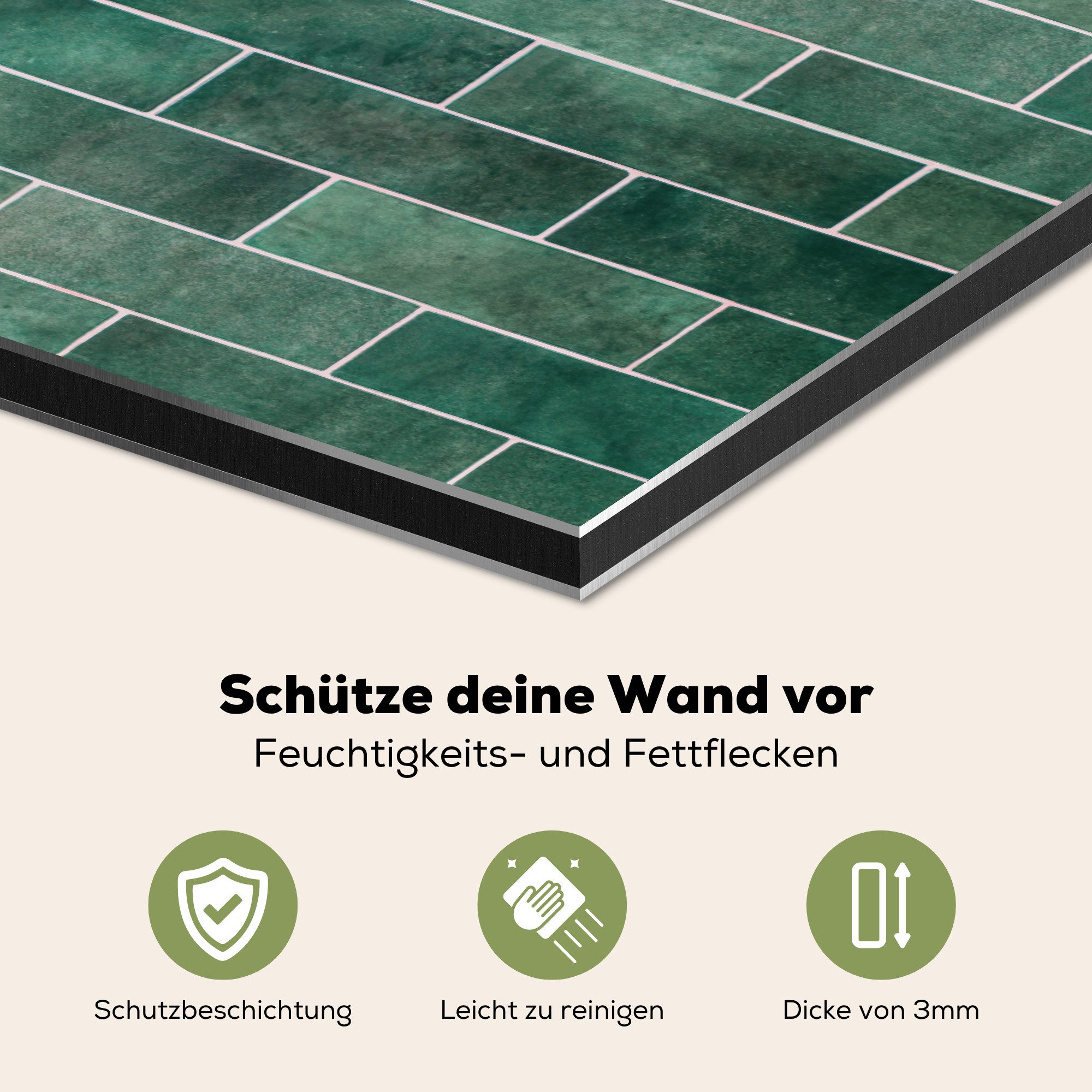 KitchenYeah Küchenrückwand Fliesen - Grün - Design - Strukturen, (1-tlg), Spritzschutz Küchenrückwand, Wandschutz, 60x30 cm