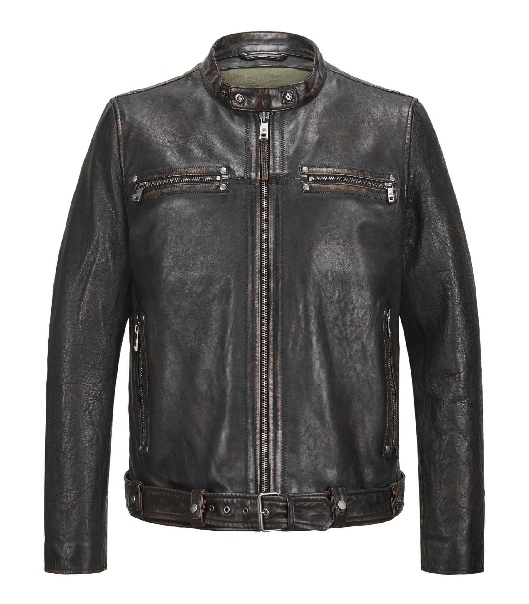Milestone Lederjacke MSAramis 2-Tone-Lammleder im Used Look, Biker-Vintage-Style