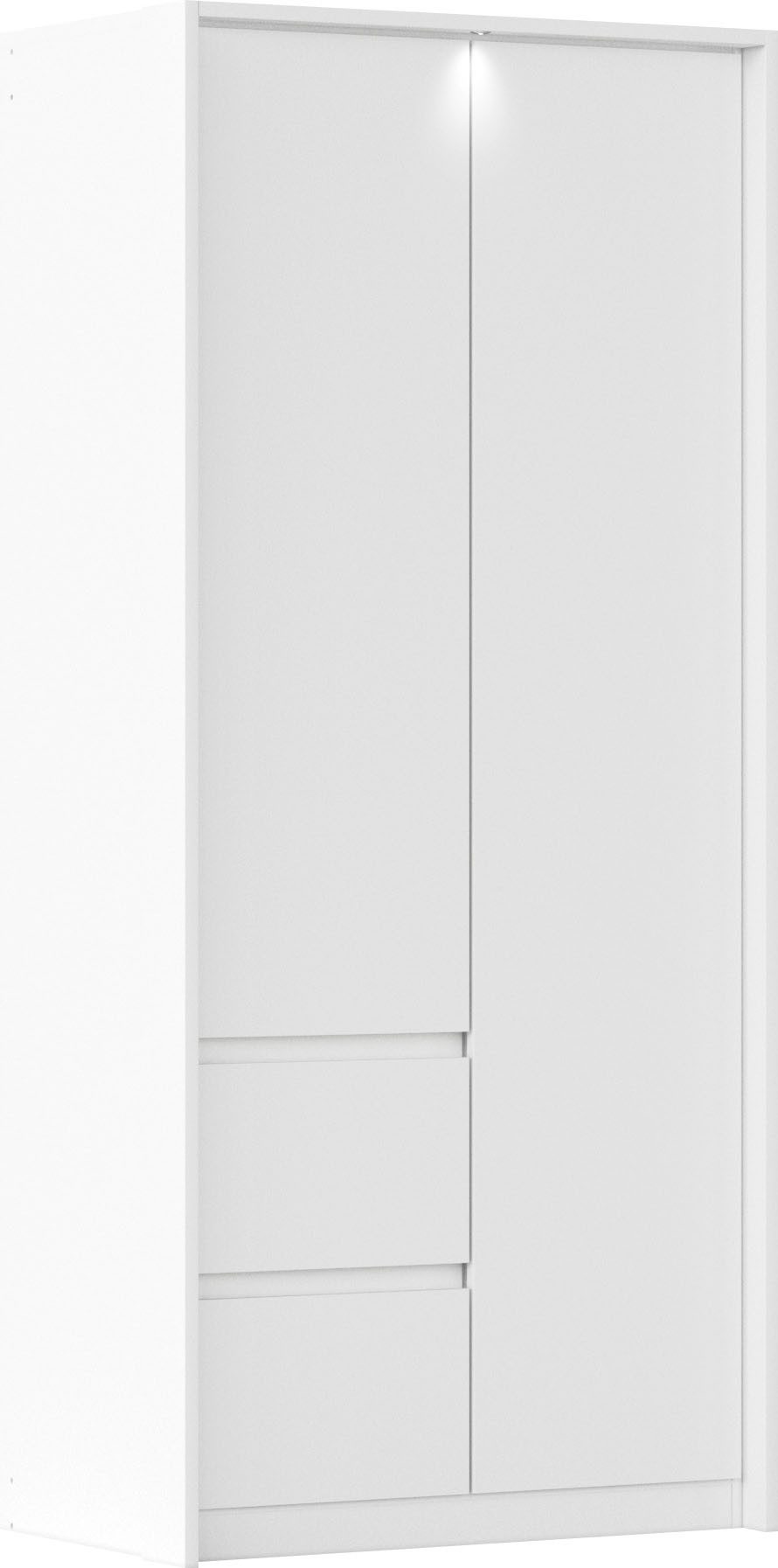 rauch Drehtürenschrank Mainz mit Passepartout optional mit Beleuchtung, Außentüren mit Push-to-Open Funktion