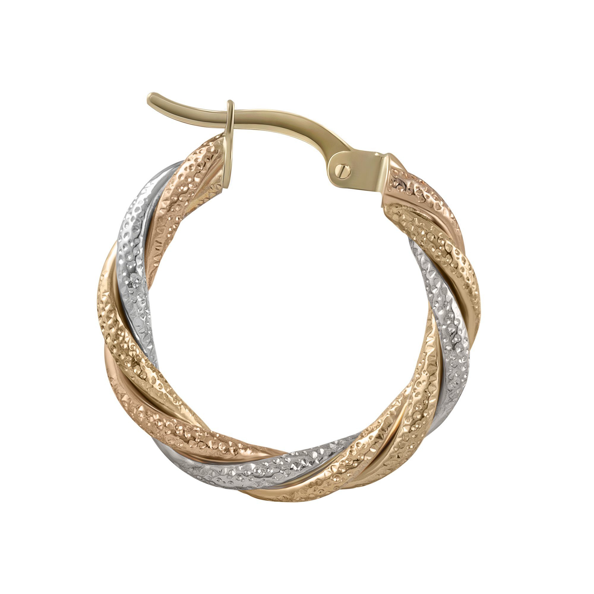 Fascination by Ellen K. Paar Creolen Gold 585 dreifarbig 21mm Durchmesser