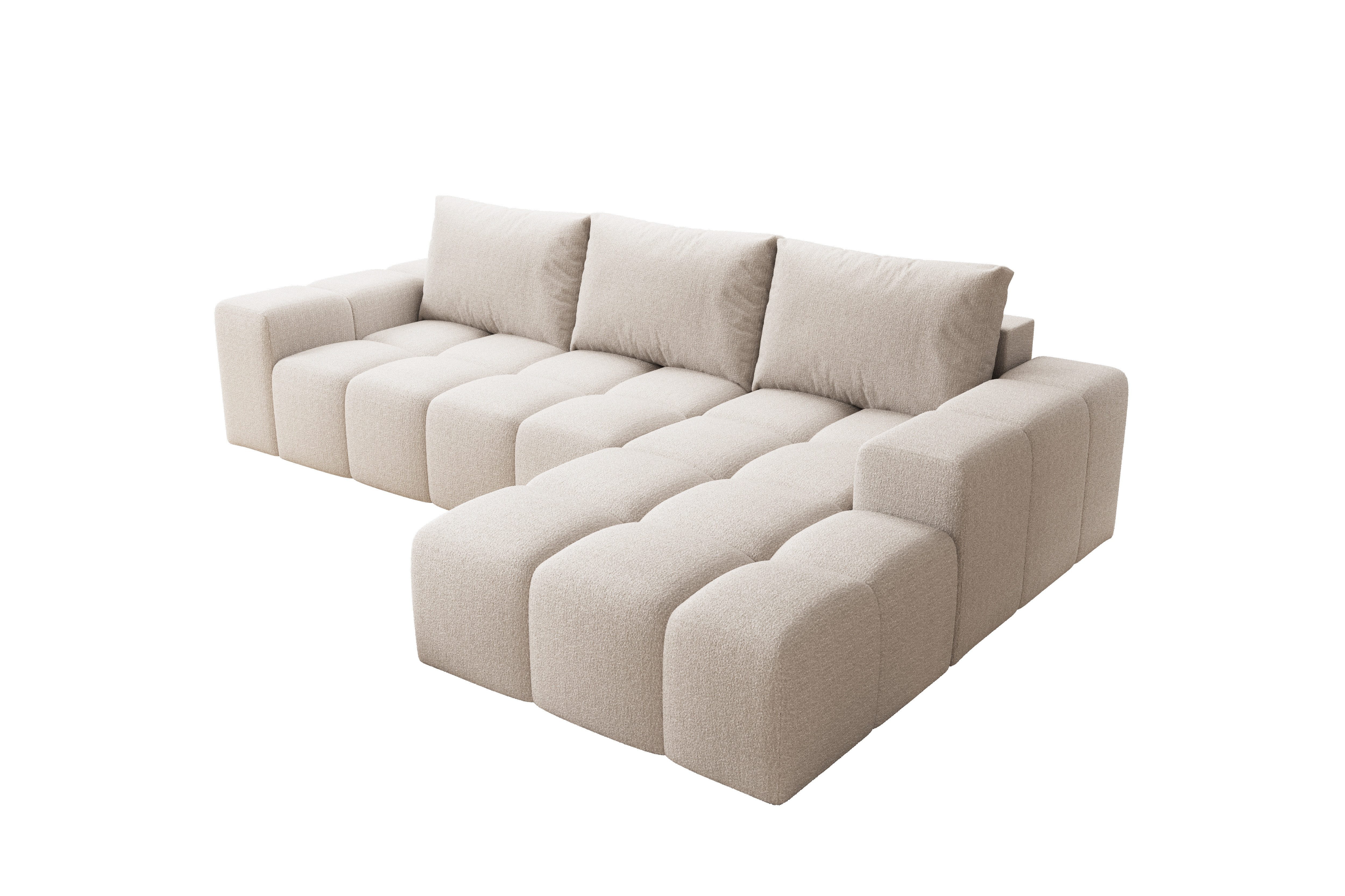 PROMETO Möbel Ecksofa Cento Couch L-Form,Sofa Links/Rechts Teddy-Bouclé, Web oder Cord-Stoff
