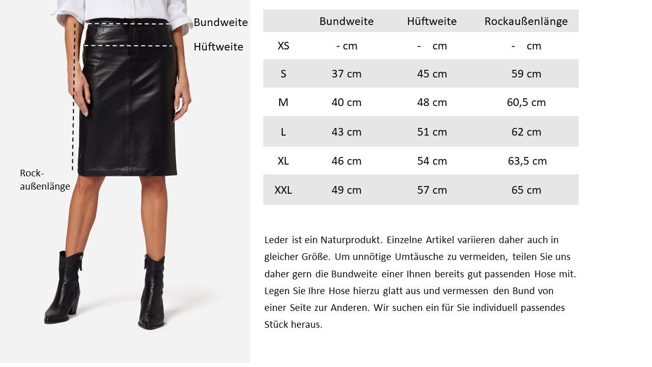 RICANO Lederrock 095 Skirt Lederrock in Bleistift-Form mit Zwei Fronttaschen
