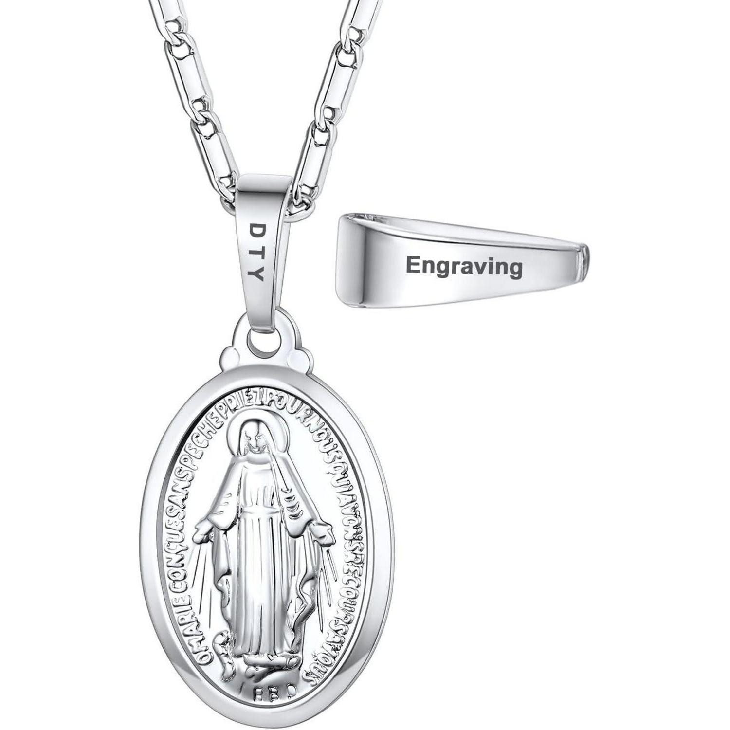 LuxusKollektion Kette mit Anhänger Halskette Jungfrau Maria Anhänger 925 Silber 01 Silber Anpassen