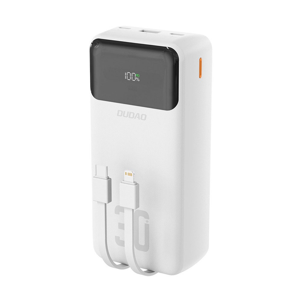 Dudao Reiseakku Grossraumakku Powerbank 30000 mAh (1 St), Integrierte Kabel, PD & QC Schnellladen, LED-Display