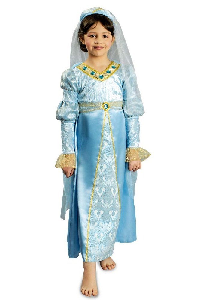 Das Kostümland Burgfräulein-Kostüm Bianca Kostüm für Mädchen - Hellblau, Prinzessin Kinder