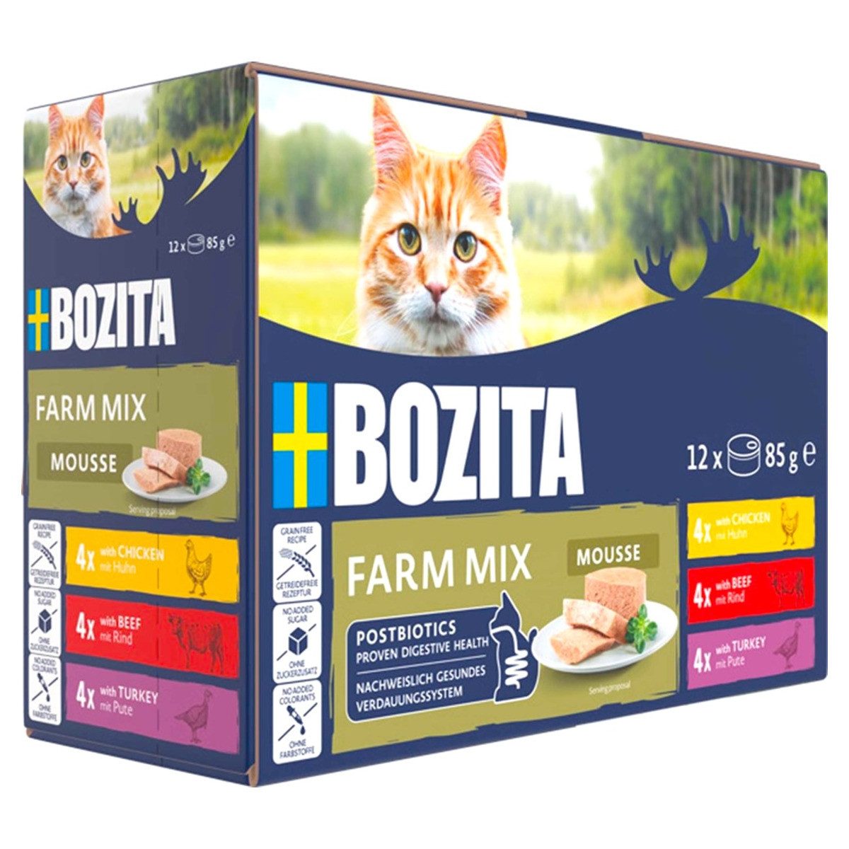 Bozita Mousse Mixed Farm 12 x 85 g, Nassfutter für: Katze