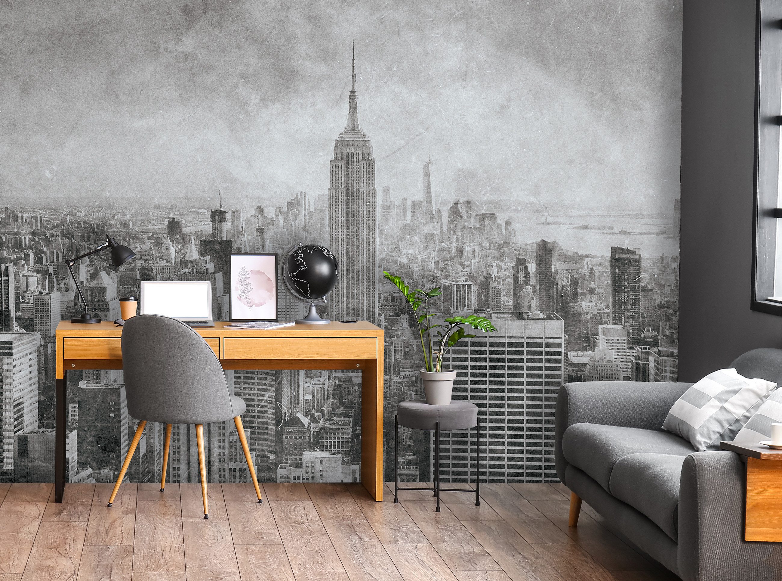 Wallarena Fototapete New York - Mehrfarbig - Modern - Vlies - Wohnzimmer, glatt, (4 St), 416x254cm