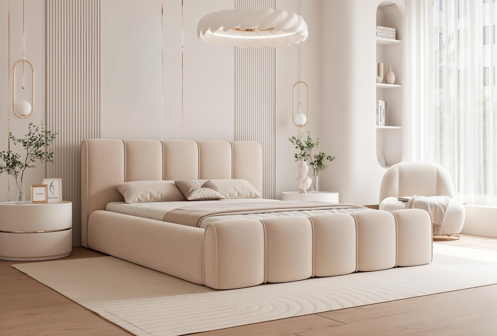 Compleo Polsterbett HERME Gepolstertes Kopfteil, Bubble günstig online kaufen