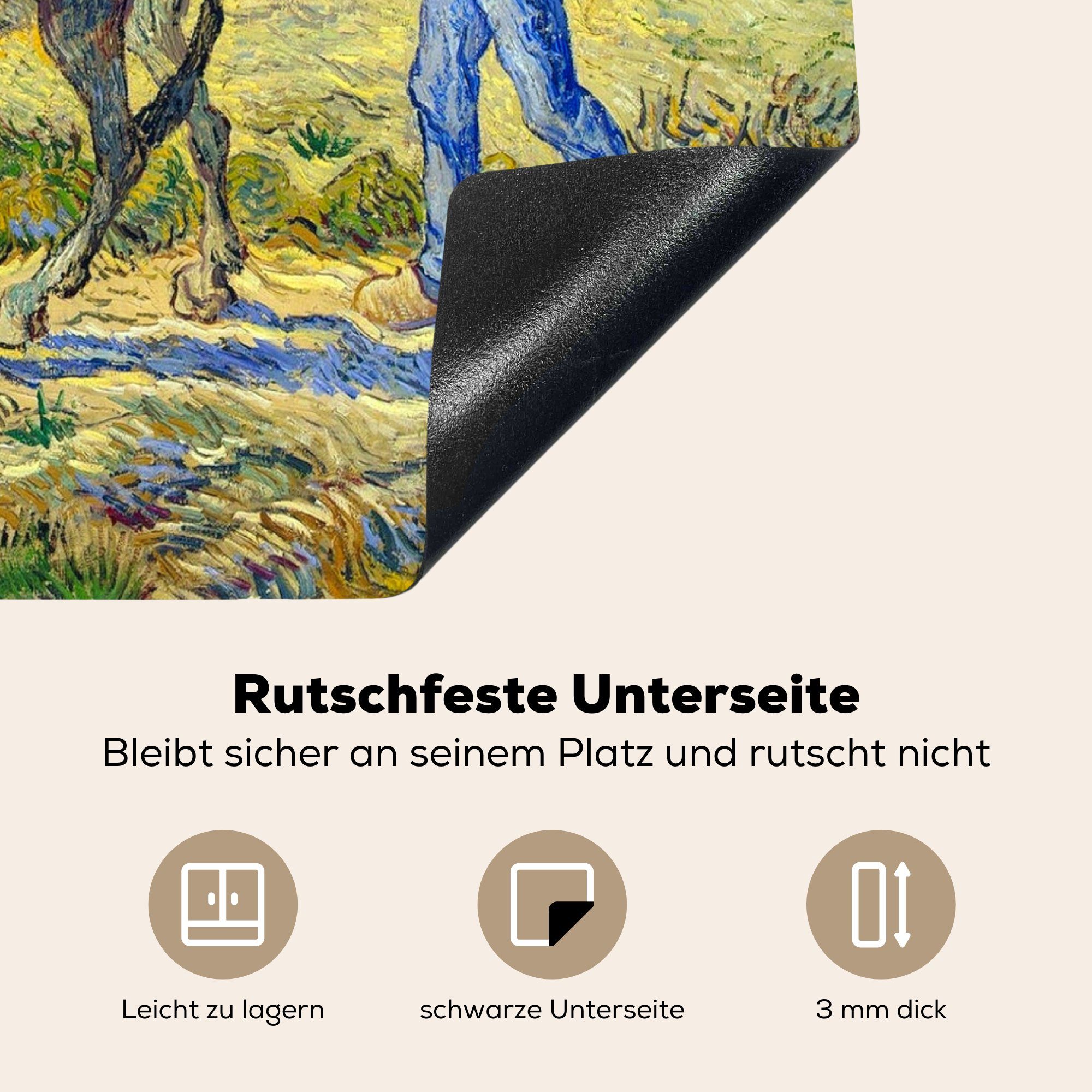 Herdblende-/Abdeckplatte Ceranfeldabdeckung küche, geht Induktionsmatte - Gogh, van tlg), zur cm, MuchoWow (1 Vinyl, die Bauernpaar für Vincent Arbeit 59x52