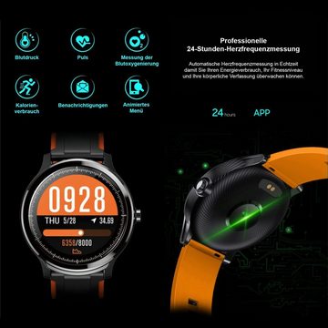 MANTA SWT05BP Pulsuhr Fitness Tracker - Armbanduhr Smartwatch (1,3 Zoll), Misst Blutdruck, Puls, Herzfrequenz, Kalorien & Co.
