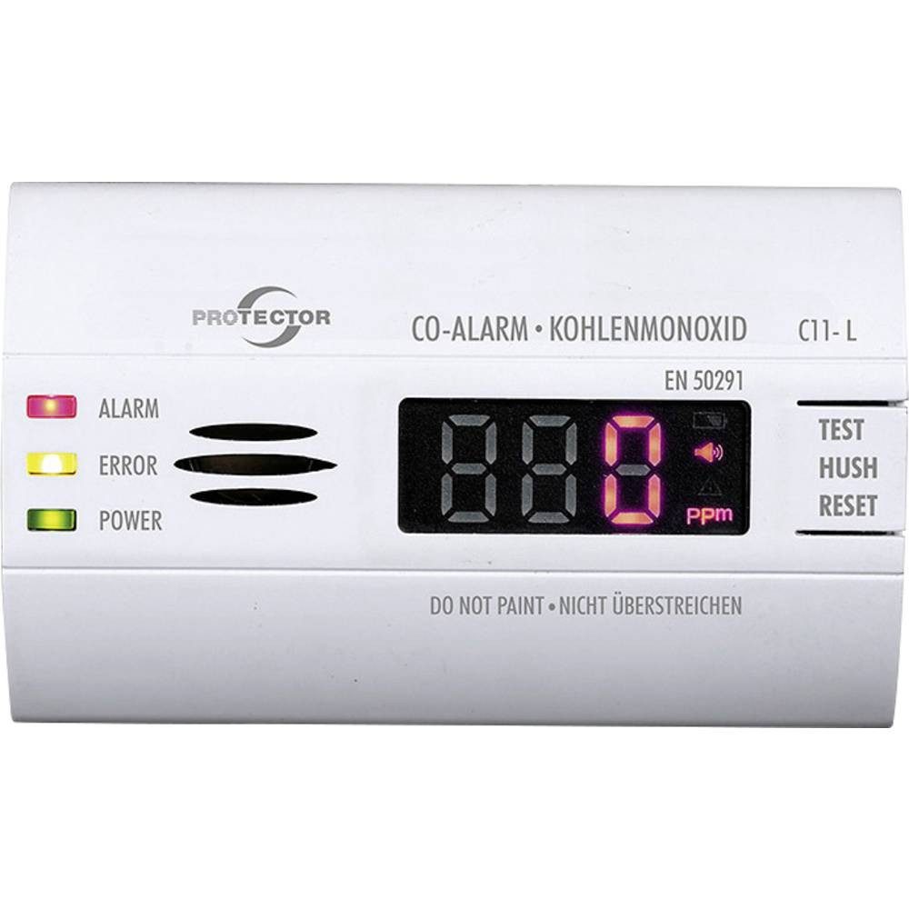 Protector CO-Gasmelder mit LED-Anzeige, Kohlenmonoxid-Melder 15022 Gasmelder