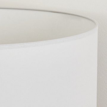 hofstein Stehlampe moderne Stehlampe aus Holz/Metall/Stoff in Natur(Birke)/Grau/Weiß, ohne Leuchtmittel, mit rundem Schirm (50 cm) und Fußschalter, Höhe 151,5 cm, 1 x E27