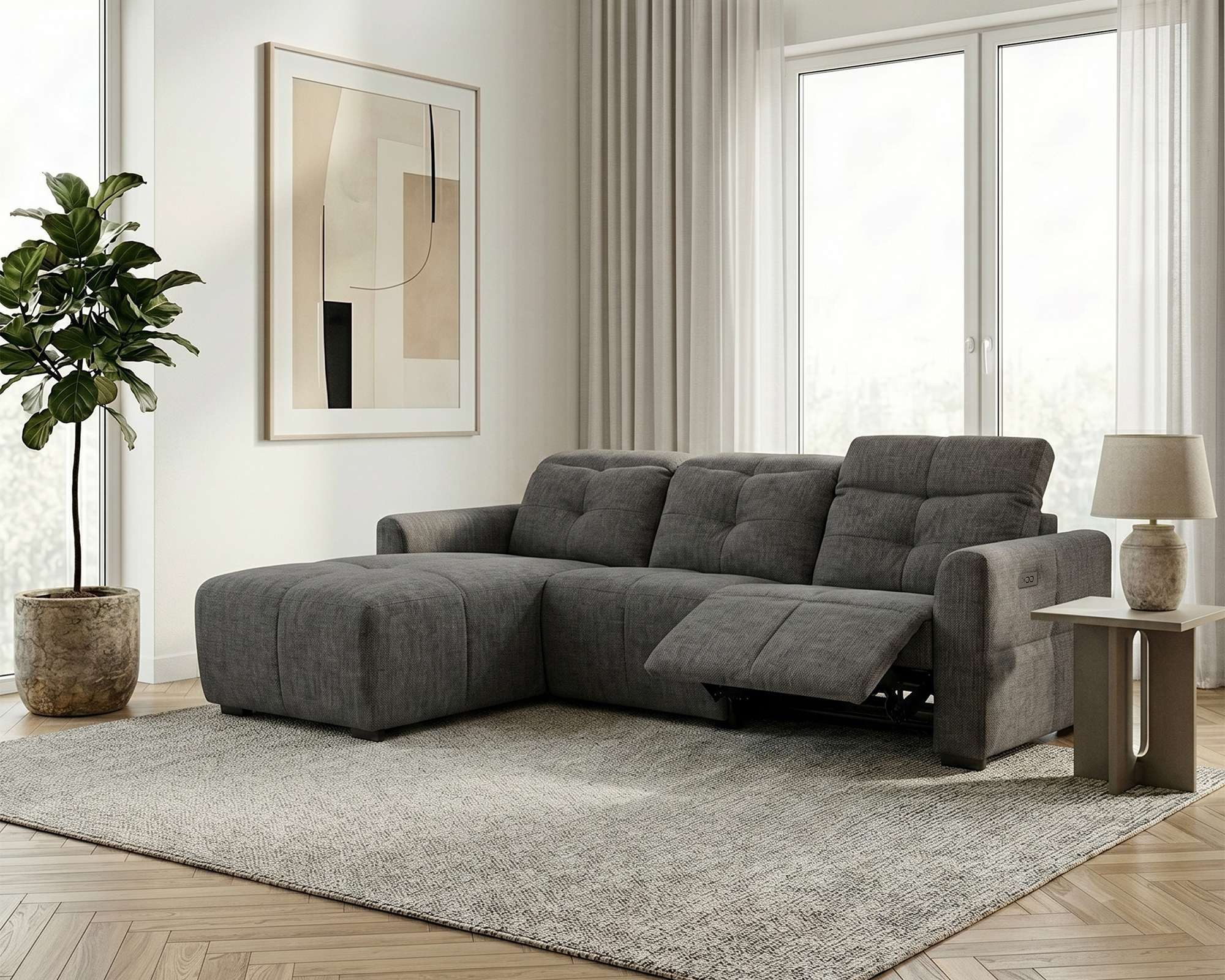 OTTO home Ecksofa CAARLA Webstoff, L-Form, 261 cm, man. o. elektr. Relaxfunktion (USB), mit USB-A und USB-C bei elektrischer Ausführung, Kopfteilverstellung
