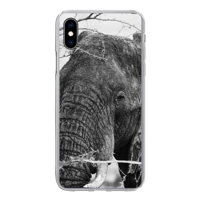 MuchoWow Handyhülle Nahaufnahme eines afrikanischen Elefanten in Schwarz-Weiß Handyhülle Apple iPhone Xs Max Smartphone-Bumper Print Handy