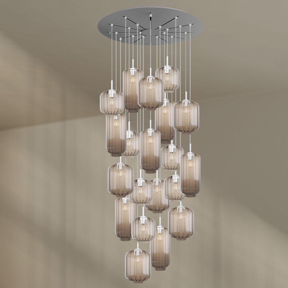 s.luce Pendelleuchte Velo Galerieleuchte 20-flg Ø120cm Baldach Ø18/20/25cm Klar