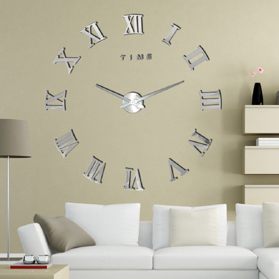 römische Uhr Wanduhr, Wanduhr DIY Ziffern Große riesige 3D Rahmenloser HAMÖWO