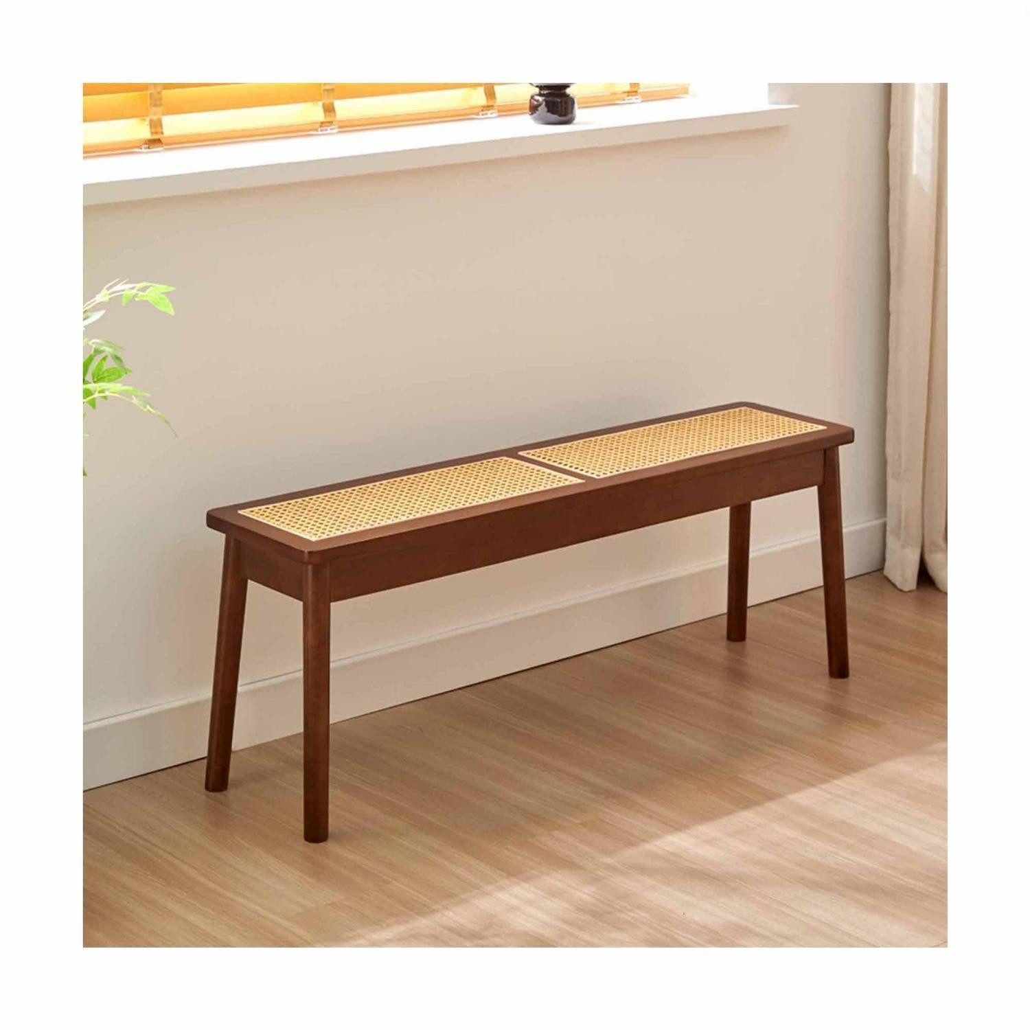 LuxusKollektion Sitzbank Sitzbank Rattan Essbank Walnut 120x29x44cm (1-St)