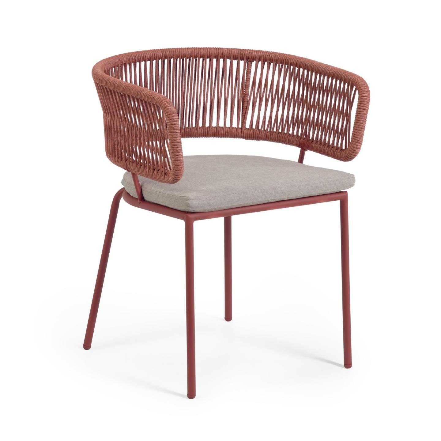 Seil Set 73 Stühle und rosa Gartenstuhl x Stahl 58 55 cm Natur24 4er Nadin x mit