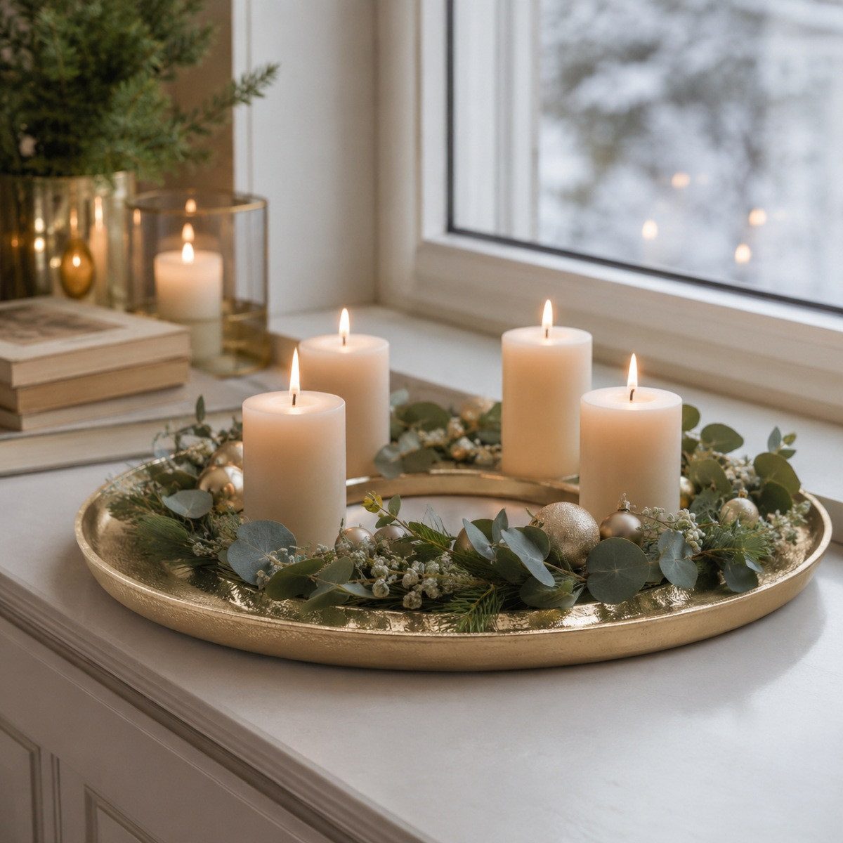 RIFFELMACHER & WEINBERGER Künstlicher Weihnachtsbaum Riffelmacher Adventskranz Ringförmig Ø 40 cm, Gol