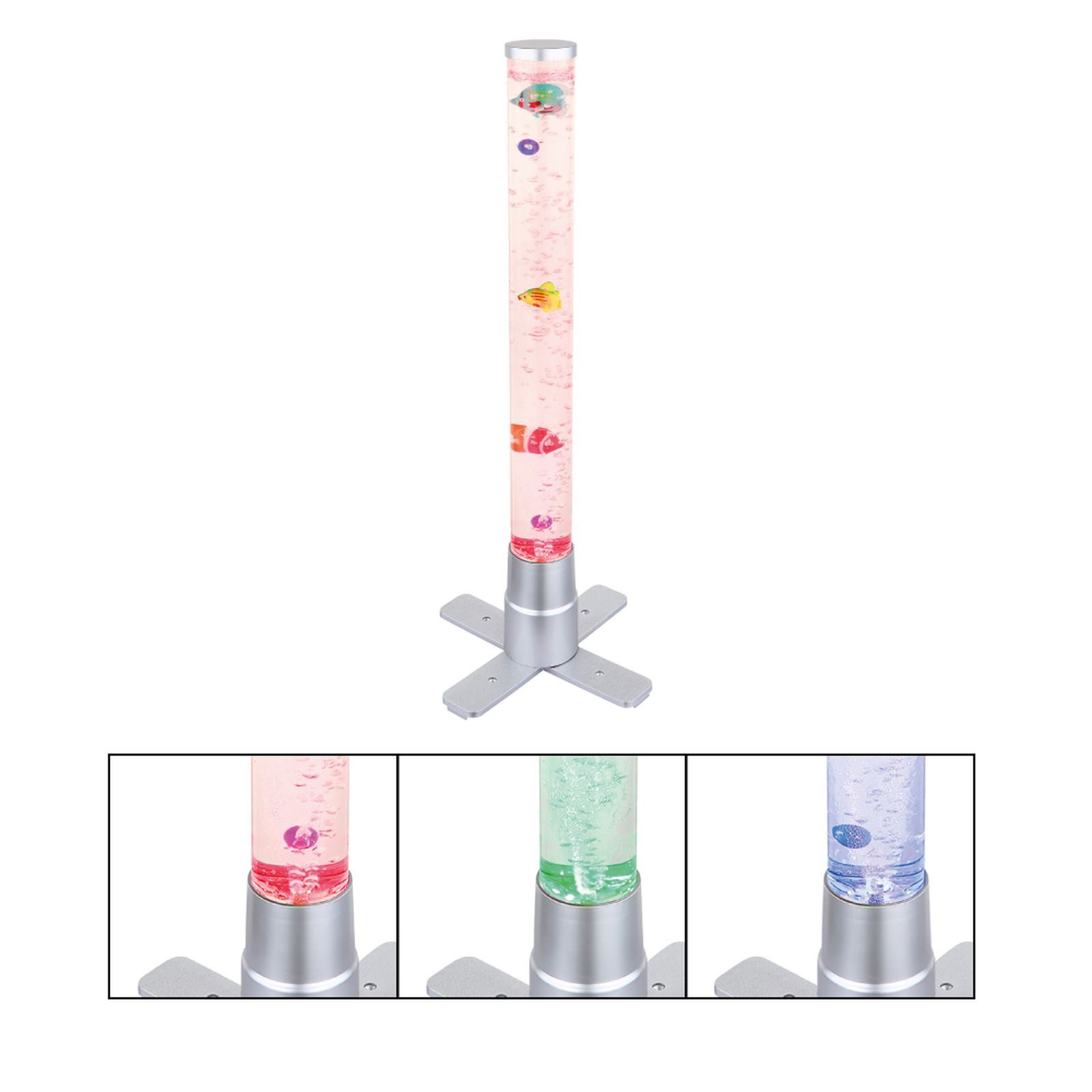 Stehlampe Stehleuchte LED Wassersäule beleuchtet mit Fischen Farbwechsel Deko