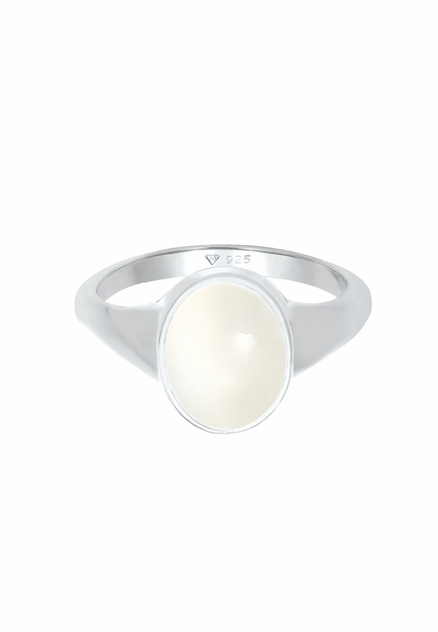 Elli Siegelring Siegelring Mondstein Oval 925 Silber