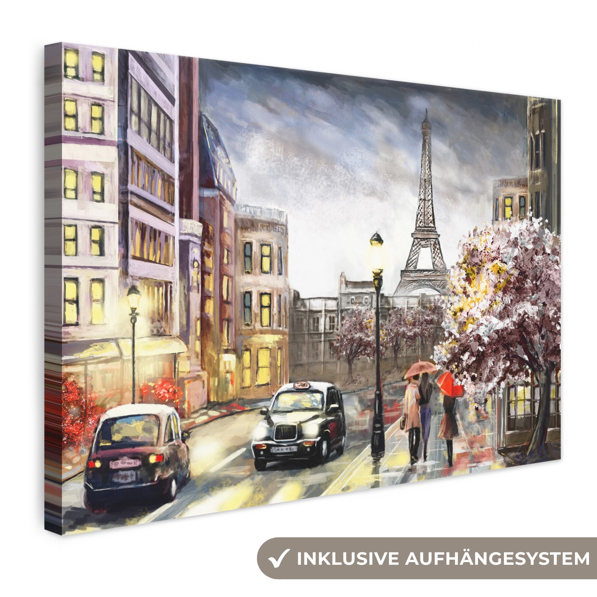 OneMillionCanvasses® Leinwandbild Kunstdrucke - Paris - Frankreich - Öl, Fotodruck (1 St), Leinwand Bilder Klein, Wand Dekoration Aesthetic 30x20 cm