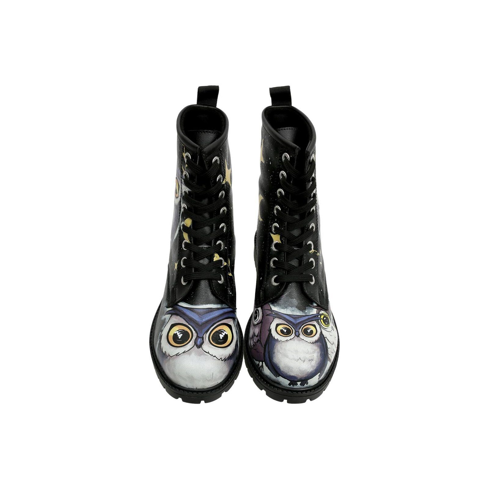 DOGO Long Boots Schnürstiefel Owls Family Black Damen Stiefeletten, Schnürb günstig online kaufen