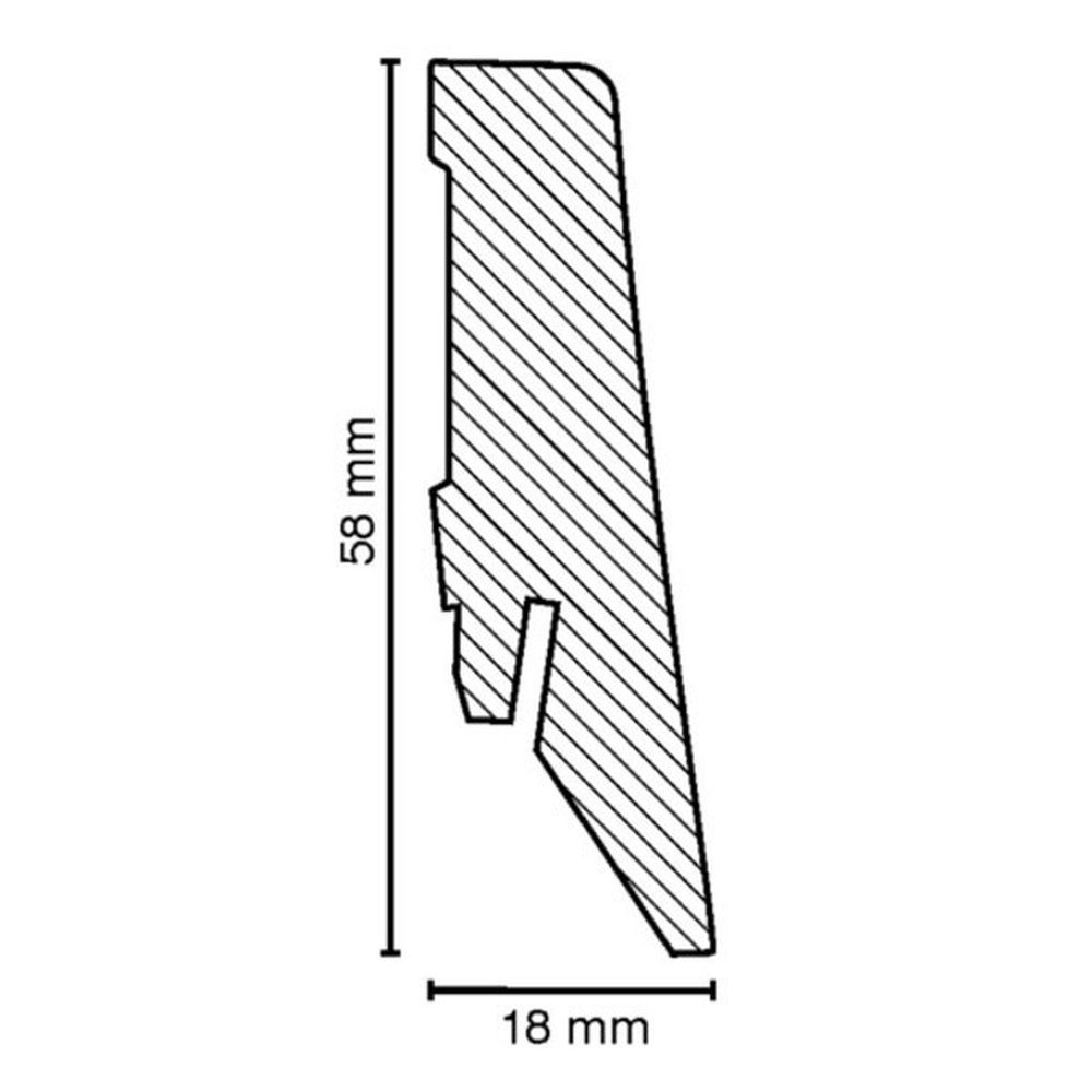 PROVISTON Sockelleiste MDF, 18 x 58 x 2500 mm, Hochglanz Weiß, Fußleiste, MDF foliert, L: 250 cm