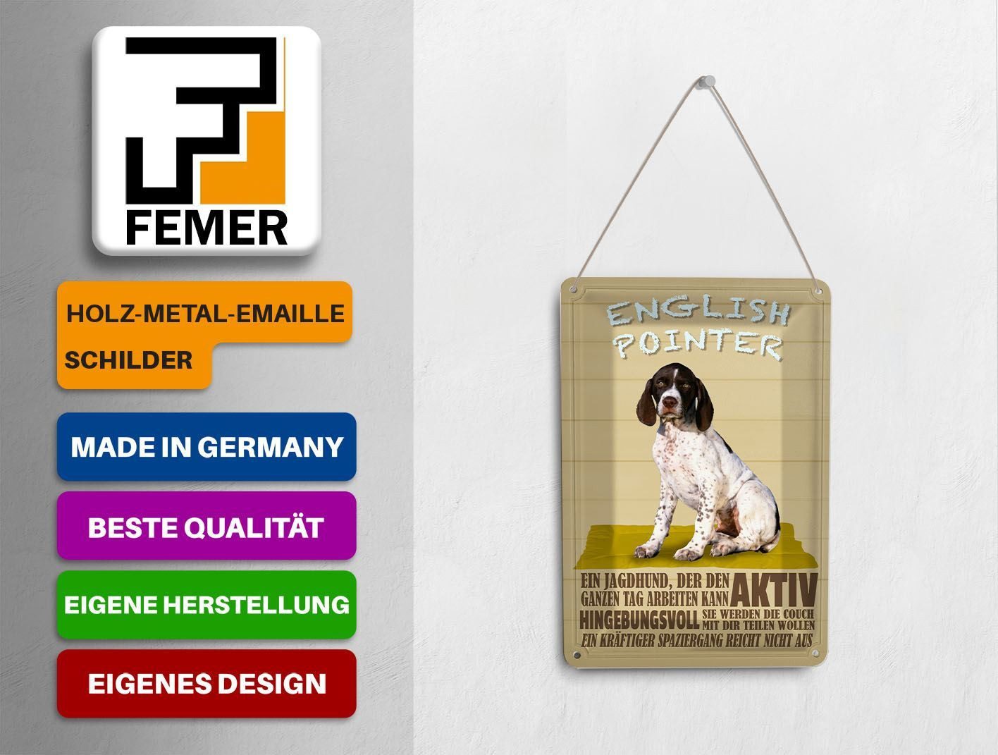 Femer GmbH Postkarte Spruch 10x14 cm English Pointer Jagdhund aktiv, unfrankiert