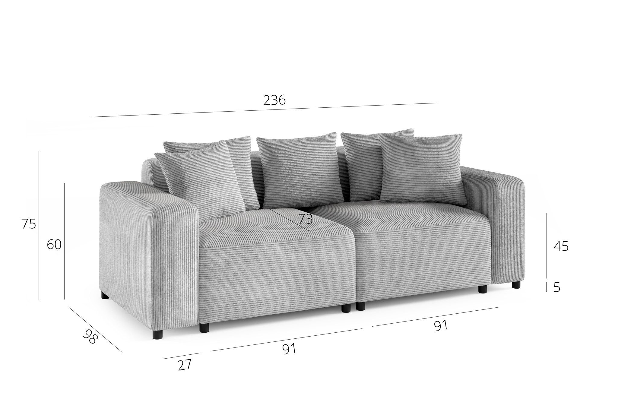 Fun Möbel Polstergarnitur Sofa-Set Designersofa MEGAN 3-2-1 Sofagarnitur in Stoff Poso, (Rücken echt bezogen)