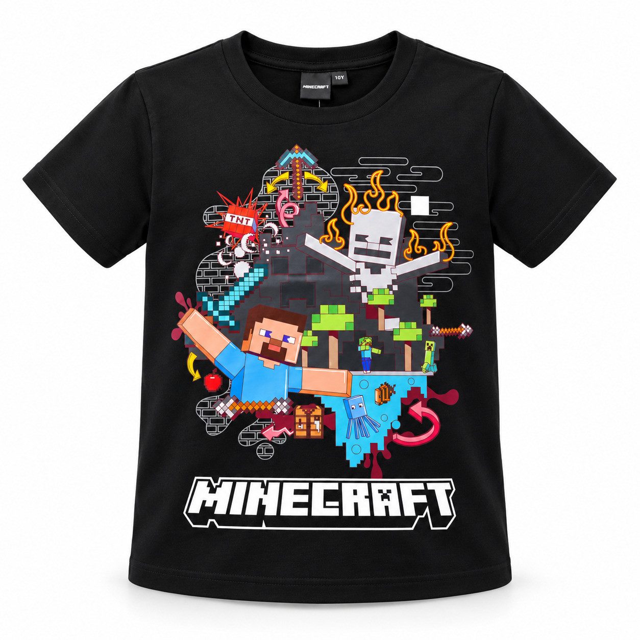 Minecraft Print-Shirt Minecraft Steve Gamer Kinder Jungen kurzarmShirt Gr. 128-152