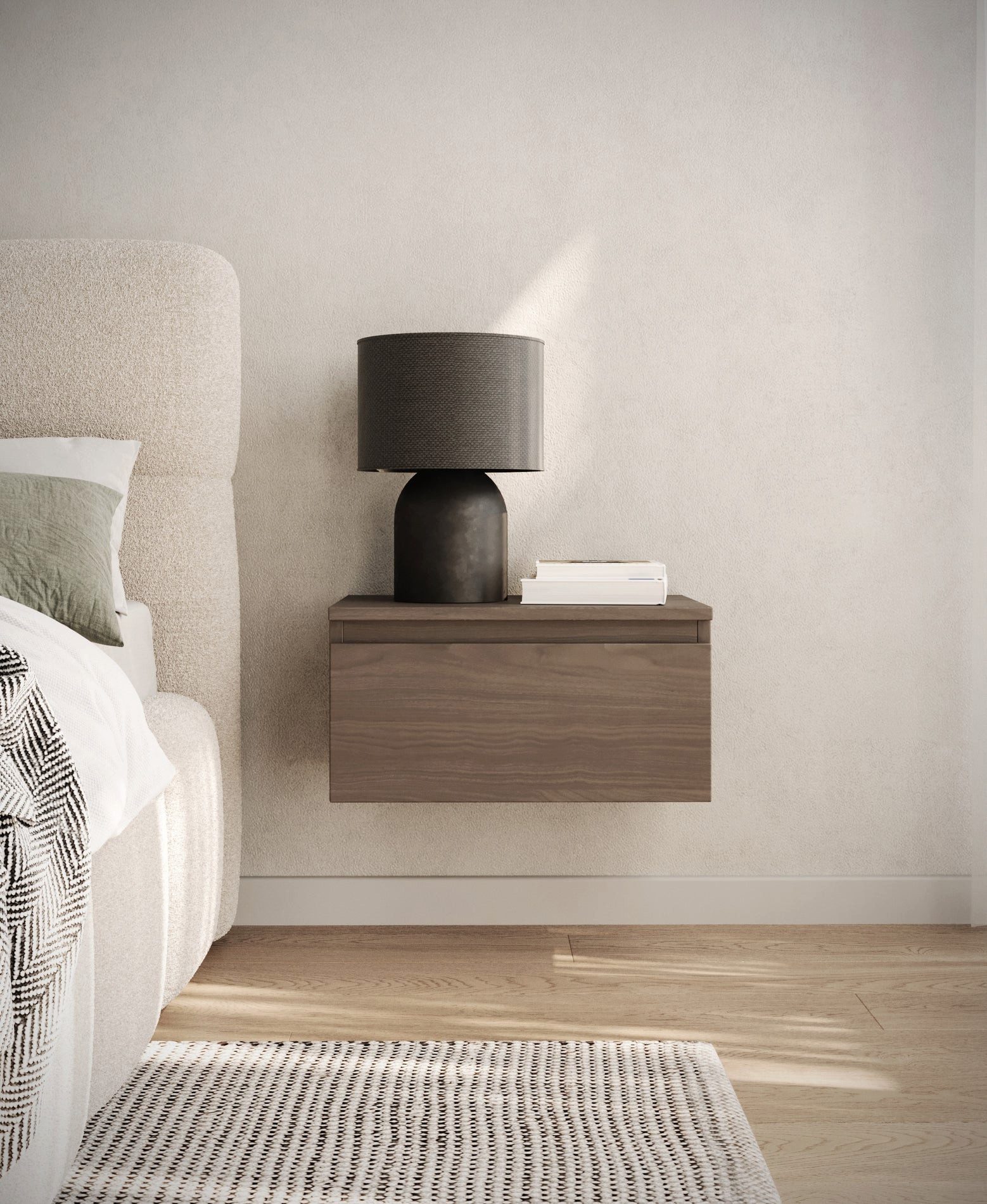 Selsey Nachttisch BEMMI, Wandnachttisch mit Schublade – schwebendes Design, matt, 48 cm breit